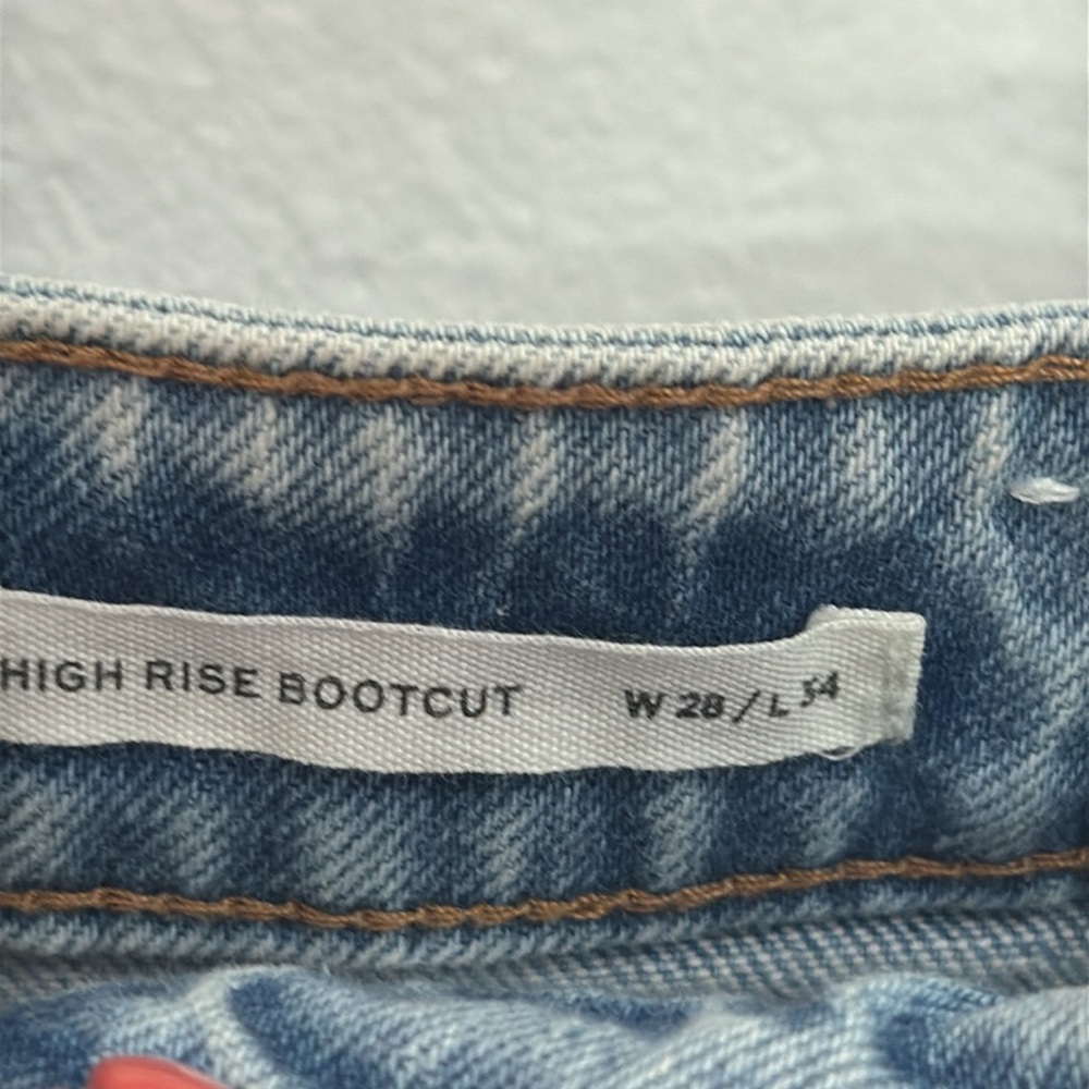 CLEO WOLF  High Rise Boot Cut Jeans Light Wash Exposed Button Fly Size 28/34 - Picture 8 of 8
